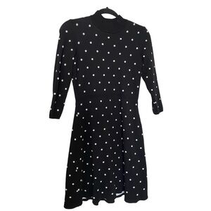 julia jordan Polka Dot Sweater Dress, Black, Size Small